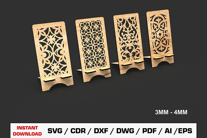 Σετ των 2 Intra απο ξύλο plywood 3mm-4mm πάχος – Αρχείο κοπής με λέιζερ βάσης τηλεφώνου Δίασταση  20x20 cm INTRAFABR-93394190