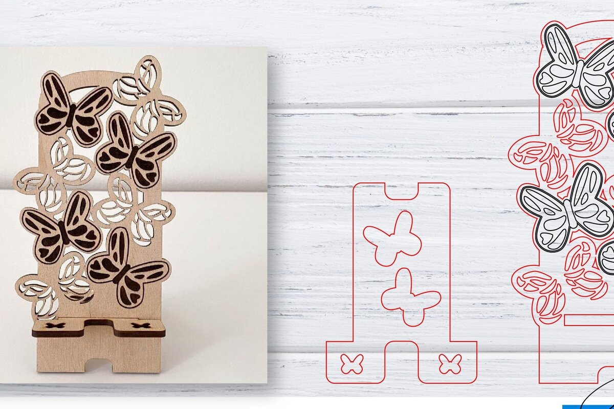 Σετ των 2 Intra απο ξύλο plywood 3mm-4mm πάχος – Βάση τηλεφώνου | Κινητό Τηλέφωνο Δίασταση  20x20 cm INTRAFABR-33563723