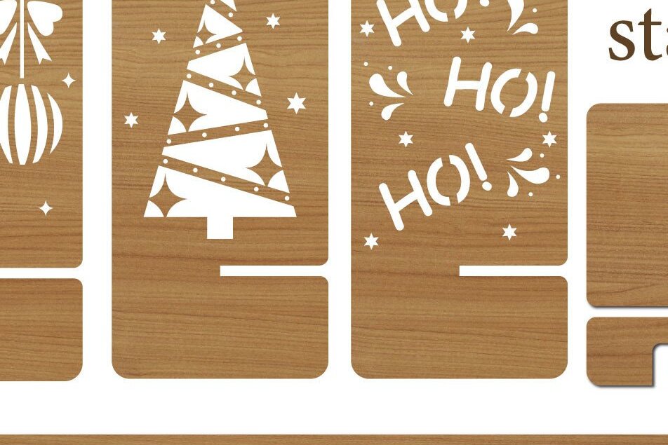 Σετ των 2 Intra απο ξύλο plywood 3mm-4mm πάχος – Πρότυπο βάσης τηλεφώνου Χριστούγεννα Δίασταση  20x20 cm INTRAFABR-44004800