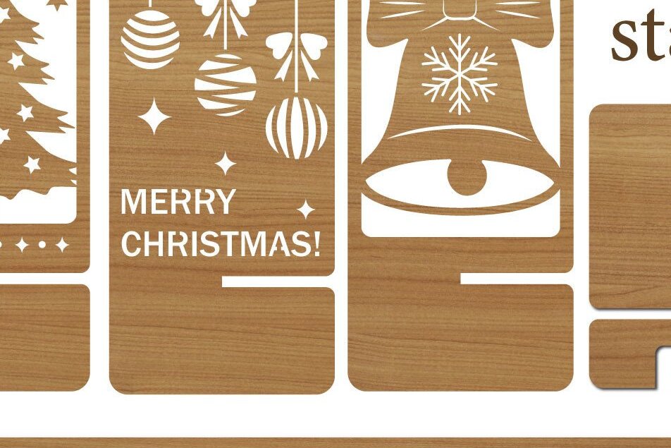 Σετ των 2 Intra απο ξύλο plywood 3mm-4mm πάχος – Πρότυπο βάσης τηλεφώνου Χριστούγεννα Δίασταση  20x20 cm INTRAFABR-44004683