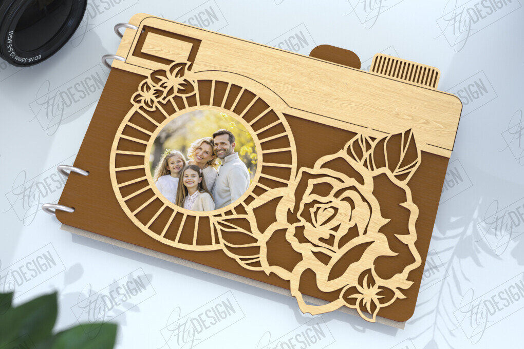 Σετ των 2 Intra απο ξύλο plywood 3mm-4mm πάχος – Εξώφυλλο άλμπουμ φωτογραφιών | Αρχείο CNC Δίασταση  20x20 cm INTRAFABR-122605918