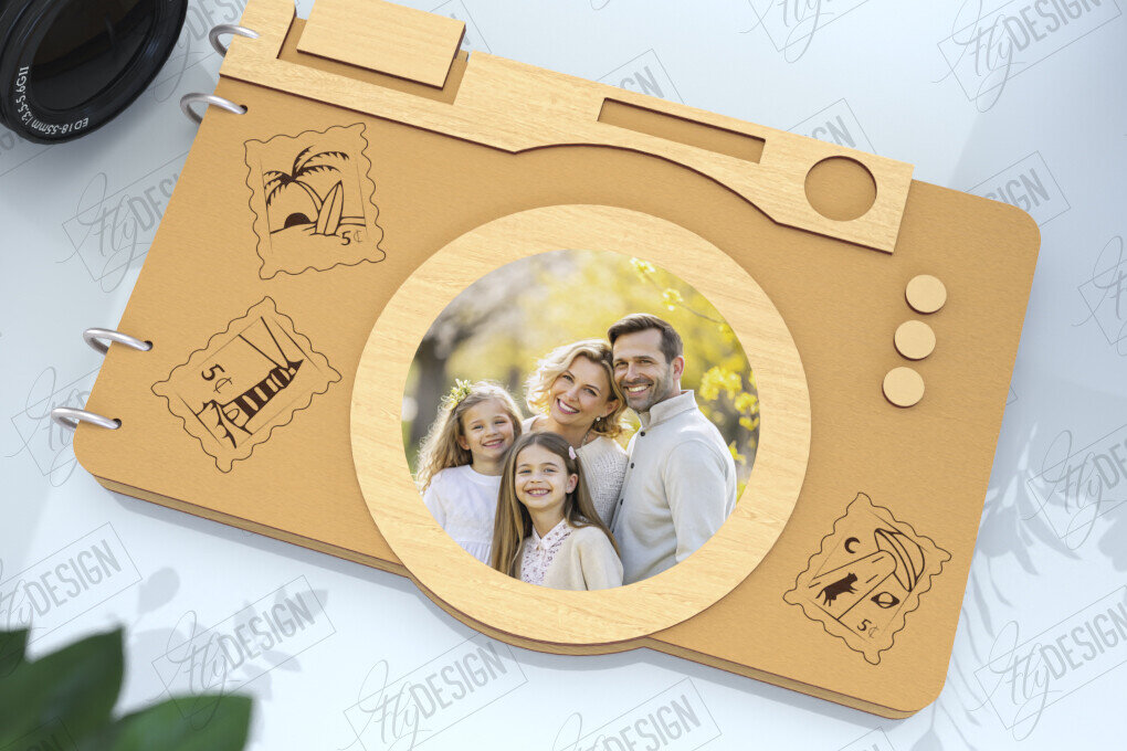 Σετ των 2 Intra απο ξύλο plywood 3mm-4mm πάχος – Εξώφυλλο άλμπουμ φωτογραφιών|Σχήμα κάμερας Δίασταση  20x20 cm INTRAFABR-122453875