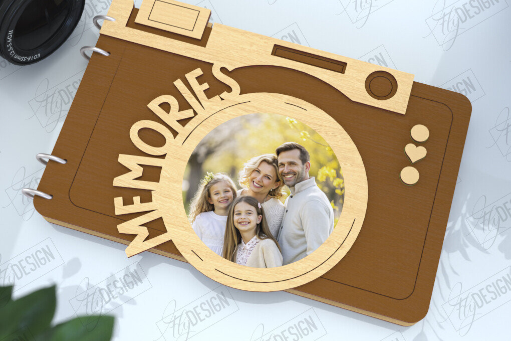 Σετ των 2 Intra απο ξύλο plywood 3mm-4mm πάχος – Εξώφυλλο άλμπουμ φωτογραφιών|Σχήμα κάμερας Δίασταση  20x20 cm INTRAFABR-122453883