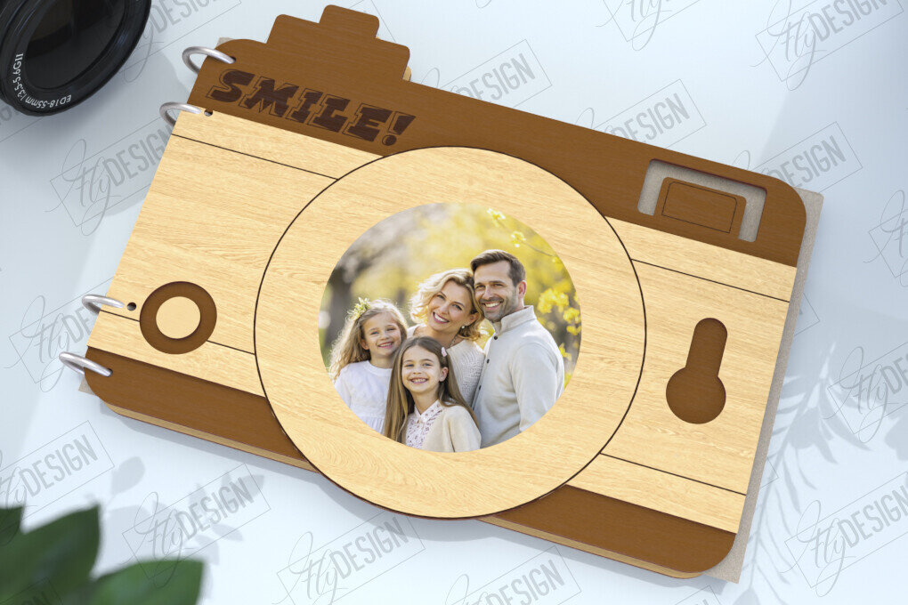 Σετ των 2 Intra απο ξύλο plywood 3mm-4mm πάχος – Εξώφυλλο άλμπουμ φωτογραφιών|Σχήμα κάμερας Δίασταση  20x20 cm INTRAFABR-122453888