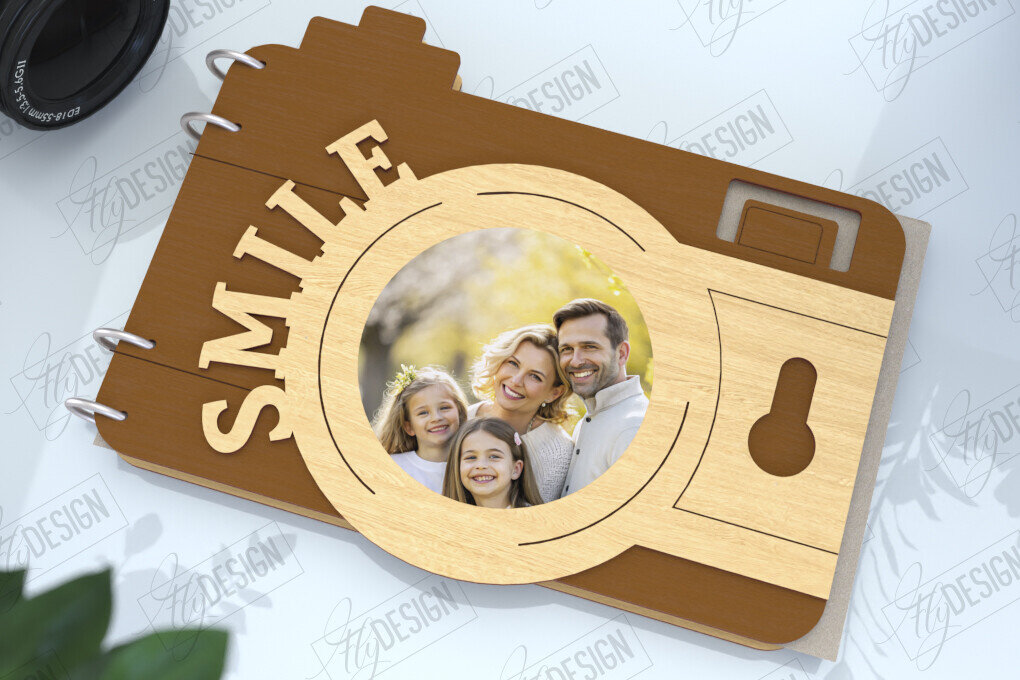 Σετ των 2 Intra απο ξύλο plywood 3mm-4mm πάχος – Εξώφυλλο άλμπουμ φωτογραφιών|Σχήμα κάμερας Δίασταση  20x20 cm INTRAFABR-122453893