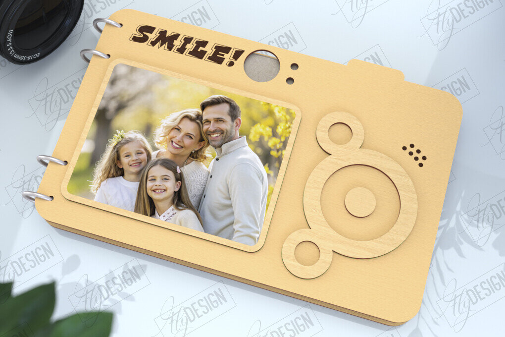 Σετ των 2 Intra απο ξύλο plywood 3mm-4mm πάχος – Εξώφυλλο άλμπουμ φωτογραφιών|Σχήμα κάμερας Δίασταση  20x20 cm INTRAFABR-122453872