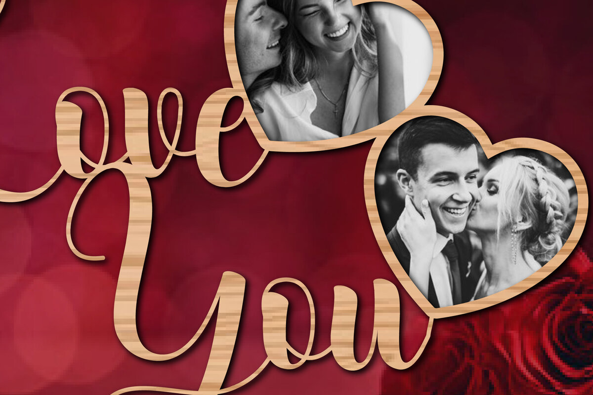 Σετ των 2 Intra απο ξύλο plywood 3mm-4mm πάχος – Κορνίζα για την Ημέρα του Αγίου Βαλεντίνου Δίασταση  20x20 cm INTRAFABR-57246120