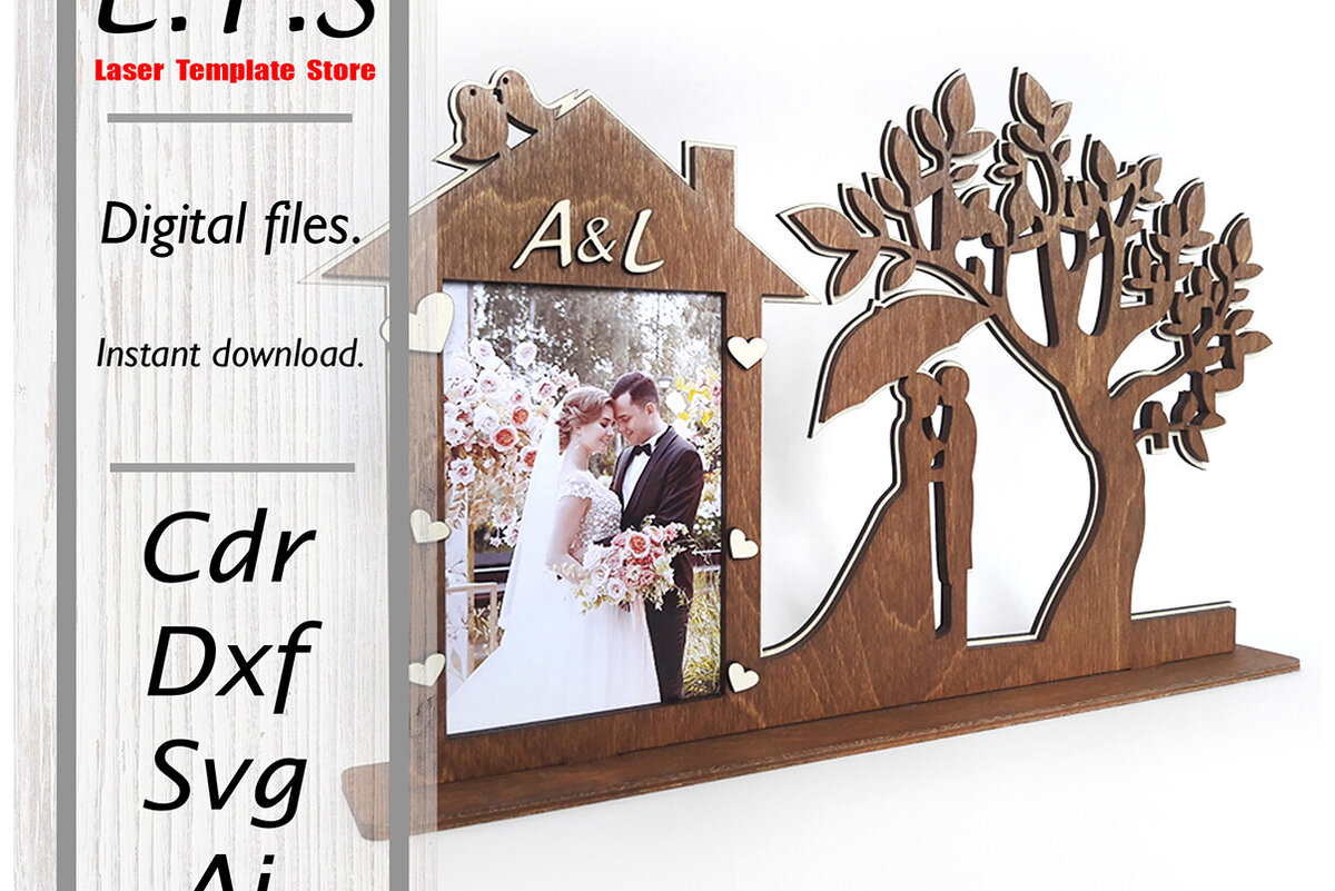 Σετ των 2 Intra απο ξύλο plywood 3mm-4mm πάχος – Κορνίζα φωτογραφιών. Αρχείο κοπής με λέιζερ. Δίασταση  20x20 cm INTRAFABR-97565163