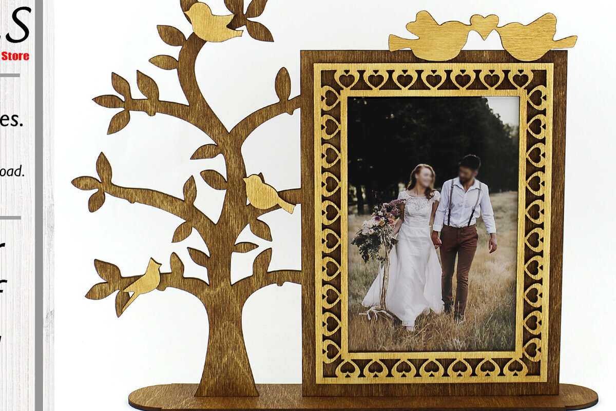 Σετ των 2 Intra απο ξύλο plywood 3mm-4mm πάχος – Κορνίζα φωτογραφιών. Αρχείο κοπής με λέιζερ Δίασταση  20x20 cm INTRAFABR-93793992