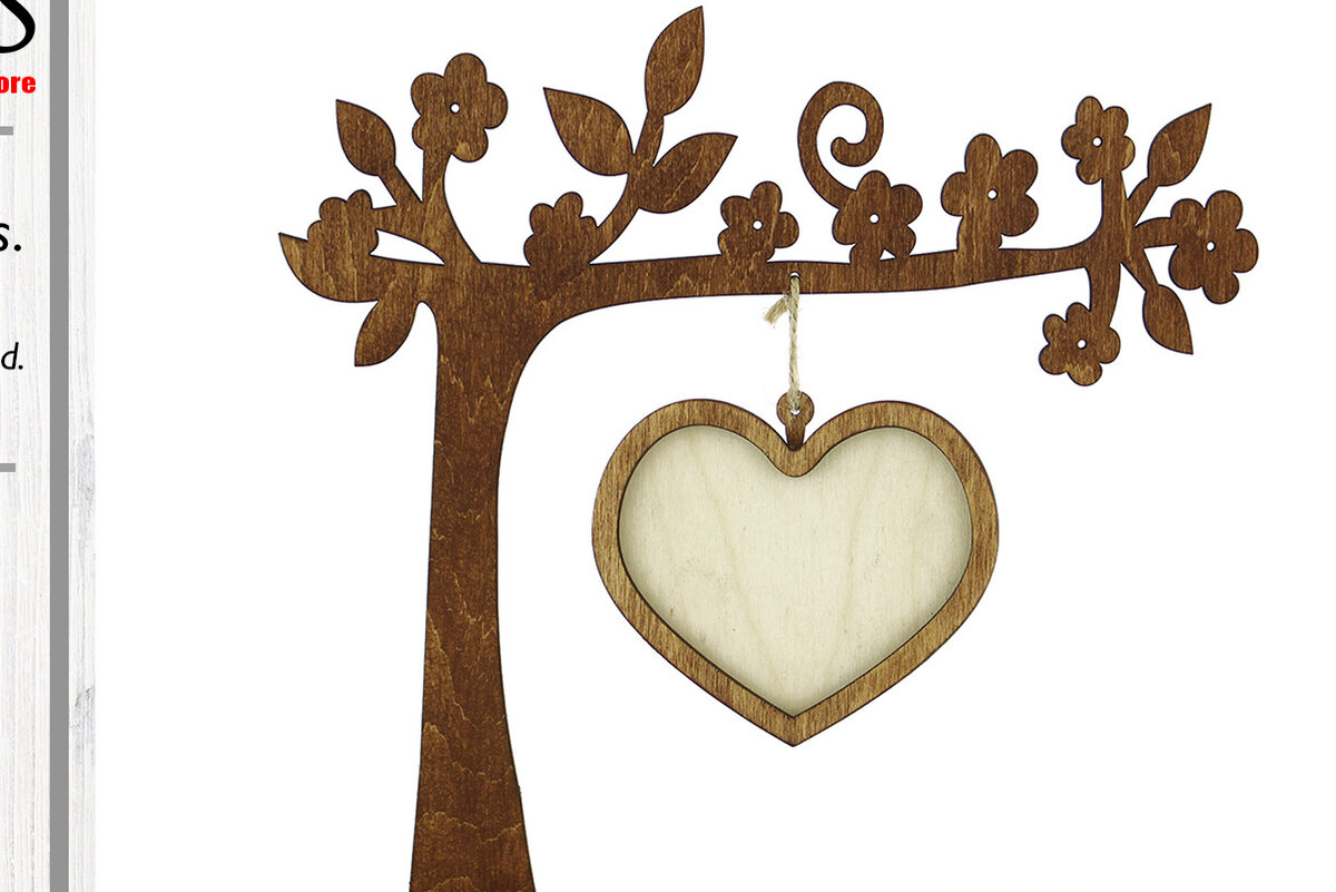 Σετ των 2 Intra απο ξύλο plywood 3mm-4mm πάχος – Κορνίζα "Love". Αρχείο κοπής με λέιζερ Δίασταση  20x20 cm INTRAFABR-95707115