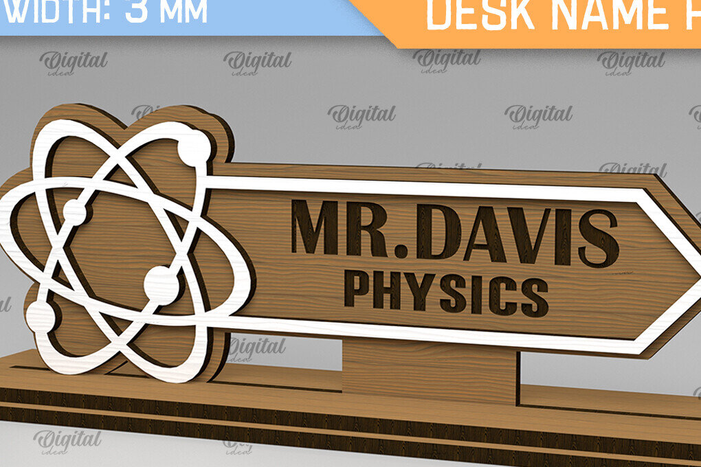 Σετ των 2 Intra απο ξύλο plywood 3mm-4mm πάχος – Physics Teacher Desk Name Plate LaserCut Δίασταση  20x20 cm INTRAFABR-103439729