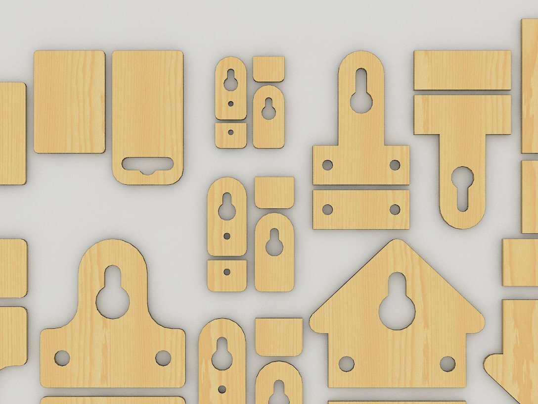 Σετ των 2 Intra απο ξύλο plywood 3mm-4mm πάχος – Pic Hanger Hooks Templates Δίασταση  20x20 cm INTRAFABR-39949995