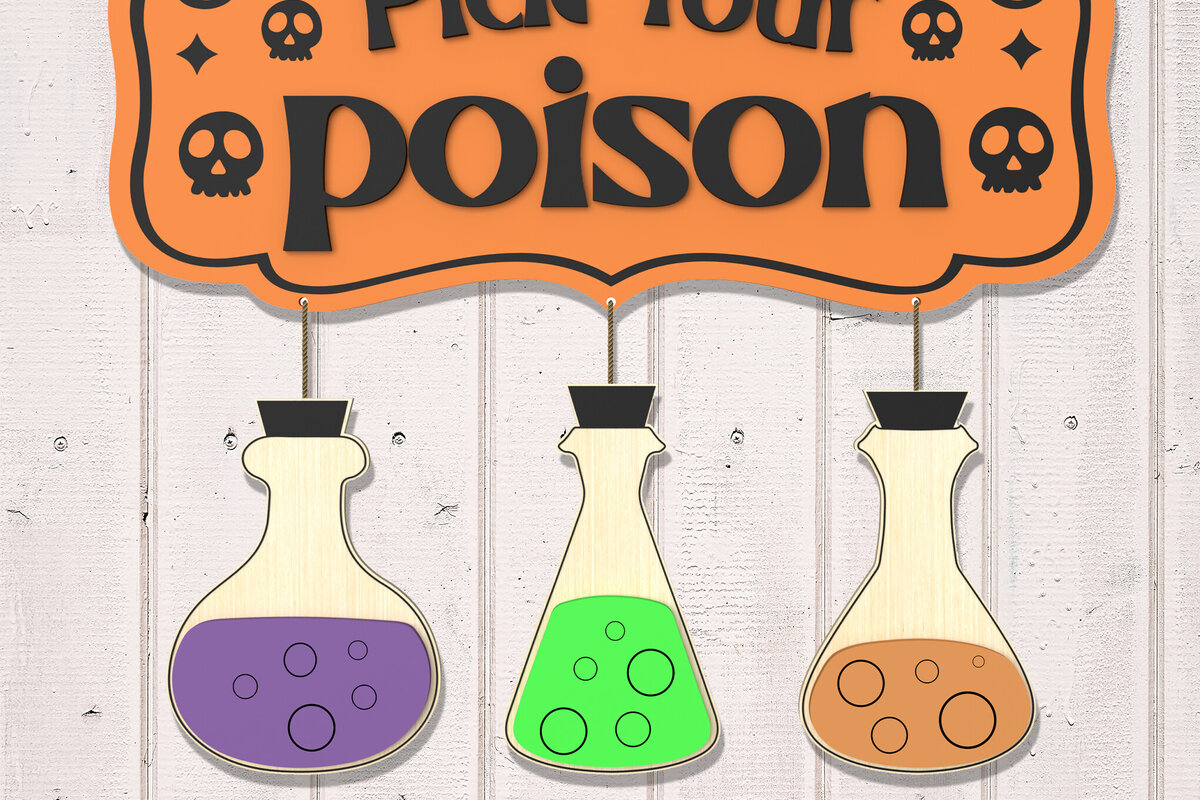 Σετ των 2 Intra απο ξύλο plywood 3mm-4mm πάχος – Επιλέξτε το αρχείο κοπής με λέιζερ Poison Δίασταση  20x20 cm INTRAFABR-105764498