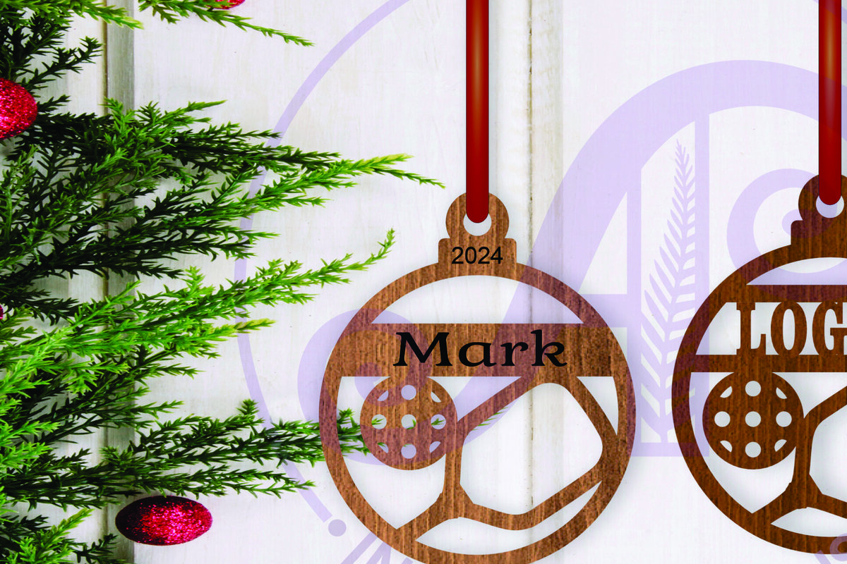 Σετ των 2 Intra απο ξύλο plywood 3mm-4mm πάχος – Χριστουγεννιάτικο στολίδι Pickle Ball Laser Δίασταση  20x20 cm INTRAFABR-107059699