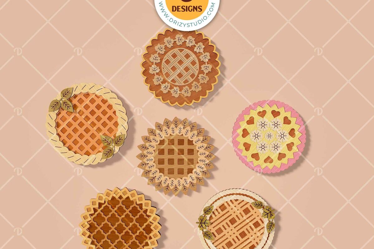 Σετ των 2 Intra απο ξύλο plywood 3mm-4mm πάχος – Pie Crust Wood Set 6 - Wood Δίασταση  20x20 cm INTRAFABR-120342578