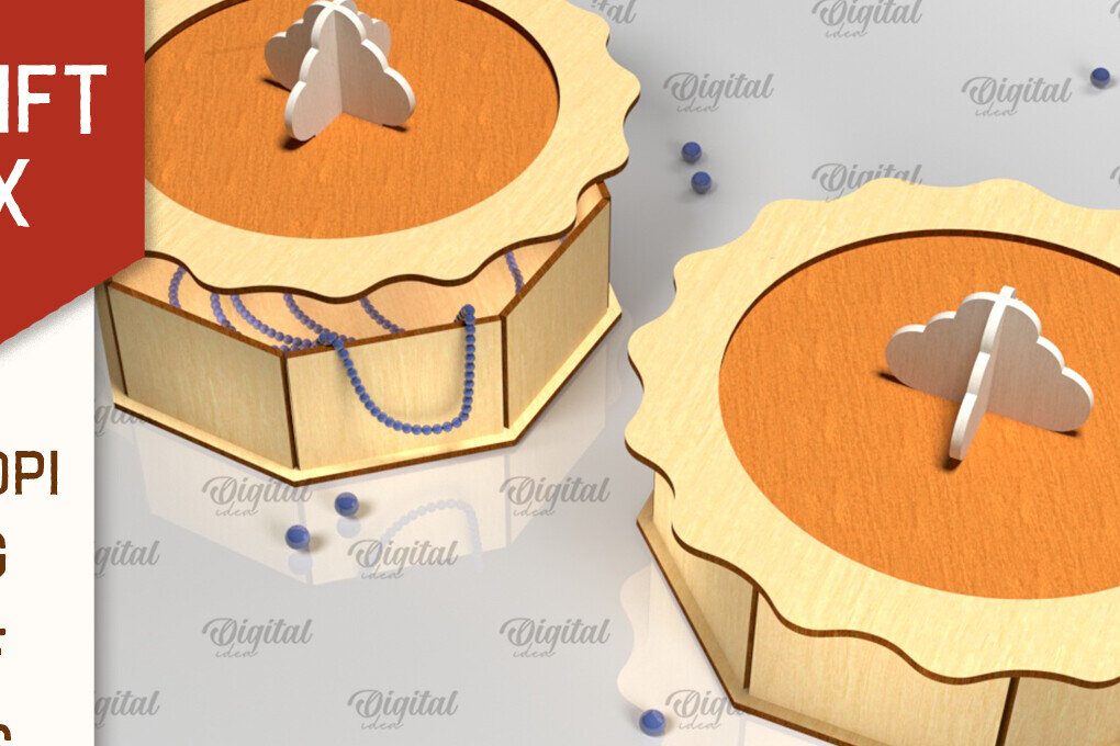 Σετ των 2 Intra απο ξύλο plywood 3mm-4mm πάχος – Κουτί δώρου πίτας. Κουτί των Ευχαριστιών Δίασταση  20x20 cm INTRAFABR-103856023