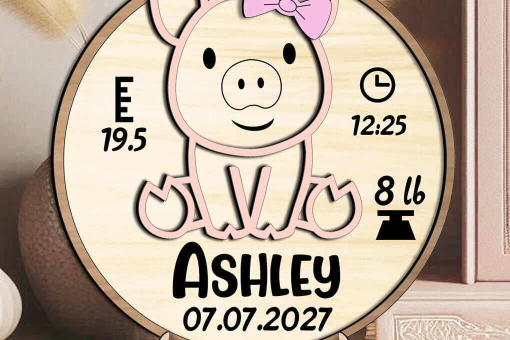 Σετ των 2 Intra απο ξύλο plywood 3mm-4mm πάχος – Ανακοίνωση Pig Baby Round Board Δίασταση  20x20 cm INTRAFABR-117737235