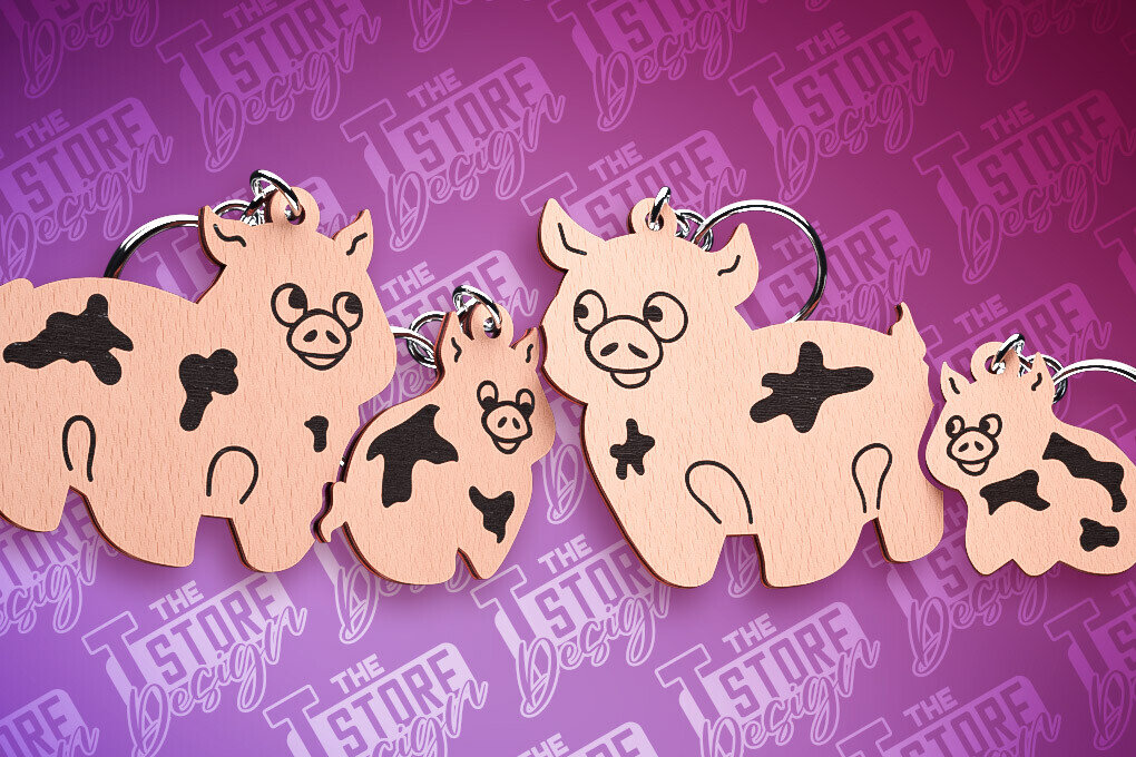 Σετ των 3 Intra απο ξύλο plywood 3mm-4mm πάχος – Μπρελόκ Παζλ Γουρουνιών | Αρχεία CNC Δίασταση  5x5 cm INTRAFABR-87306333