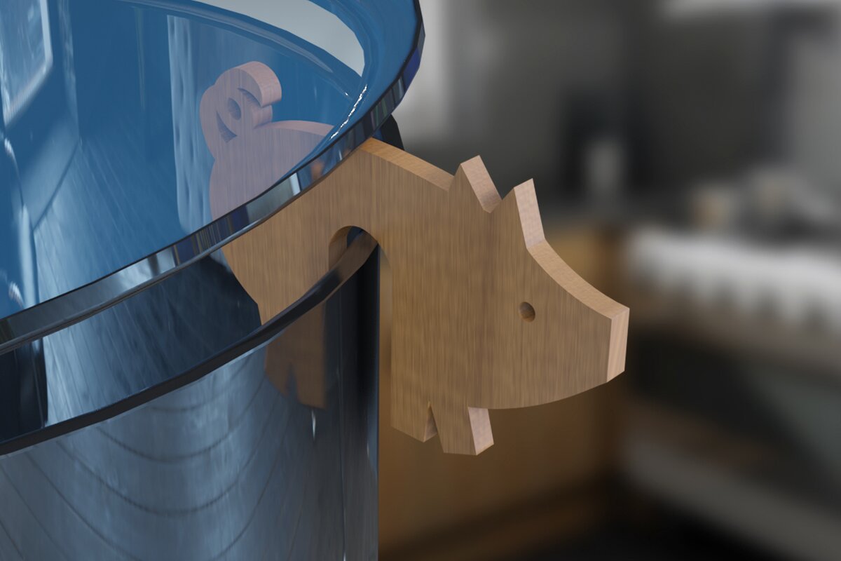 Σετ των 2 Intra απο ξύλο plywood 3mm-4mm πάχος – Pig. Pot Prop  κοπής με λέιζερ. 3D Δίασταση  20x20 cm INTRAFABR-79049786