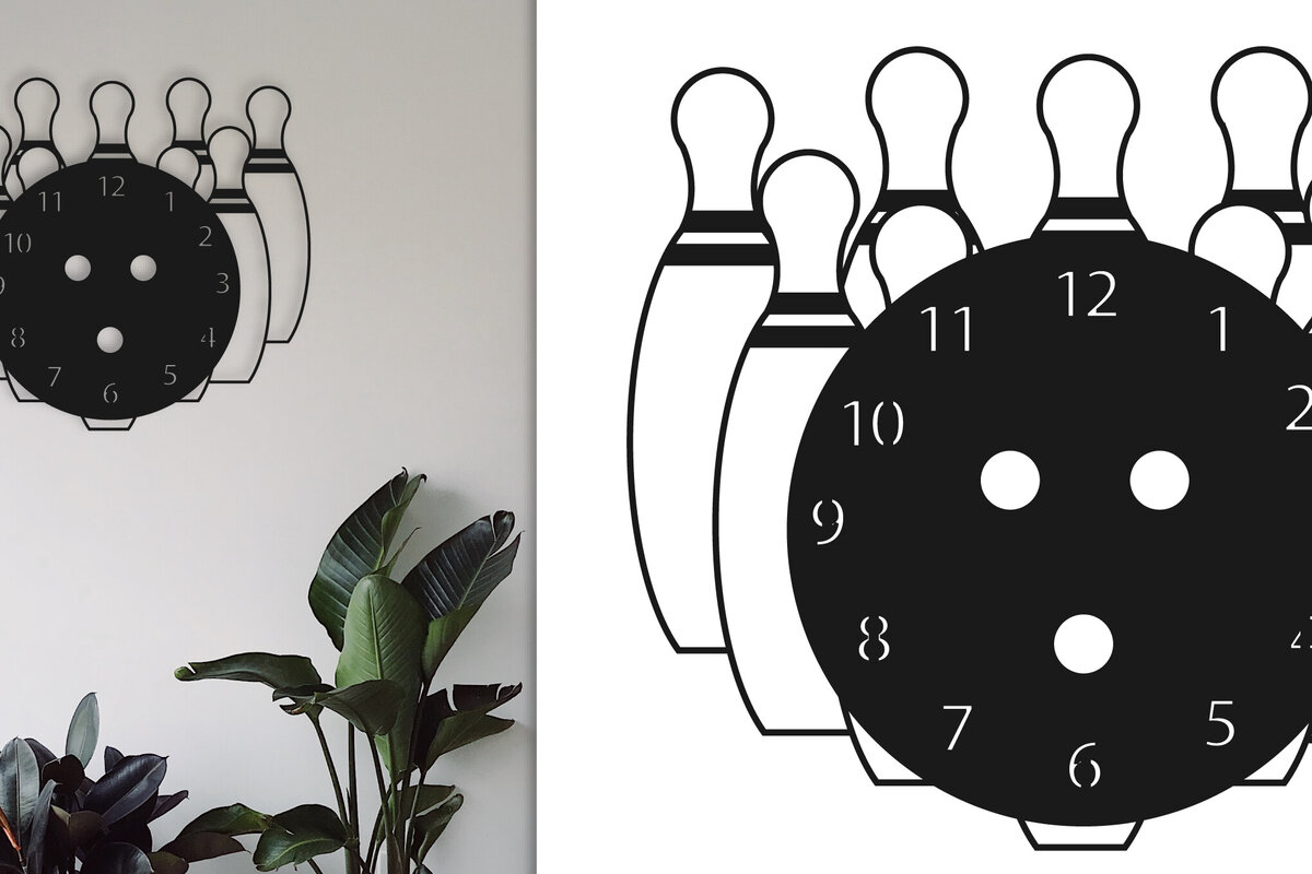 Intra απο ξύλο plywood 3mm-4mm πάχος – Καρφίτσα Ρολόι τοίχου Bowling Δίασταση  40x30 cm INTRAFABR-79312855