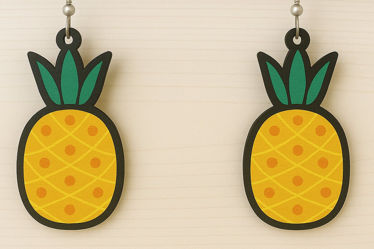 Σετ των 3 Intra απο ξύλο plywood 3mm-4mm πάχος – Σκουλαρίκια ανανά Δίασταση  5x5 cm INTRAFABR-123080691