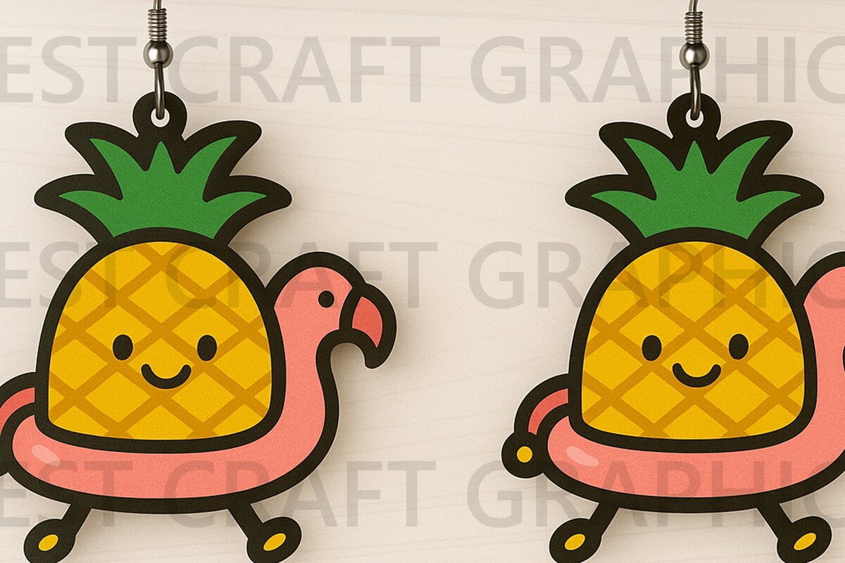 Σετ των 3 Intra απο ξύλο plywood 3mm-4mm πάχος – Pineapple Float Earrings Δίασταση  5x5 cm INTRAFABR-123127199