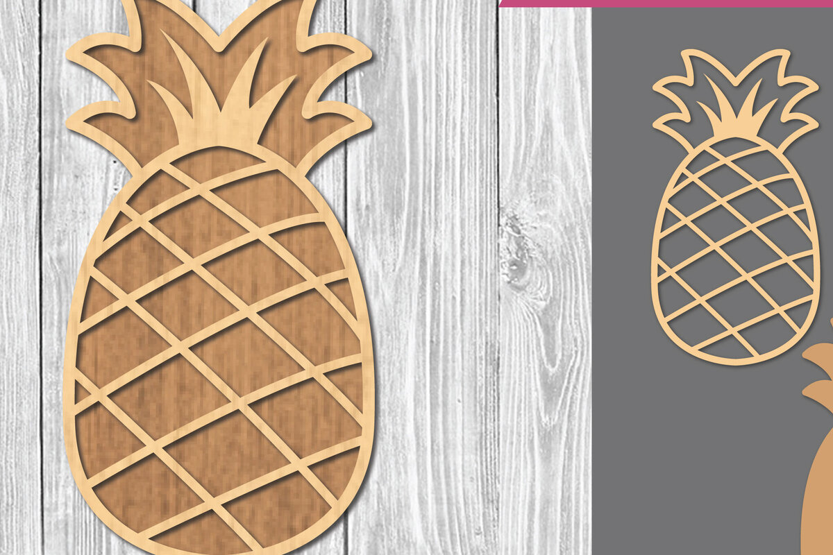 Σετ των 2 Intra απο ξύλο plywood 3mm-4mm πάχος – Διακόσμηση με λέιζερ ανανά 1 Δίασταση  20x20 cm INTRAFABR-109411604