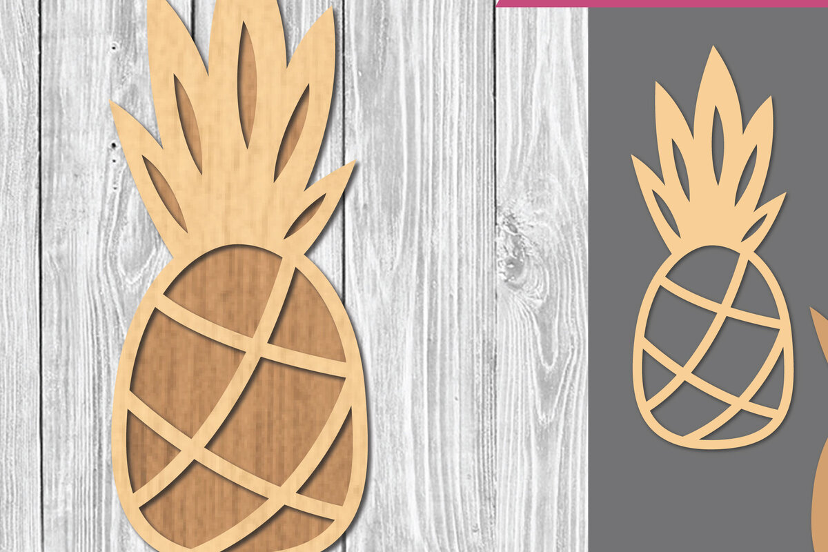 Σετ των 2 Intra απο ξύλο plywood 3mm-4mm πάχος – Διακόσμηση με λέιζερ ανανά 2 Δίασταση  20x20 cm INTRAFABR-109411639