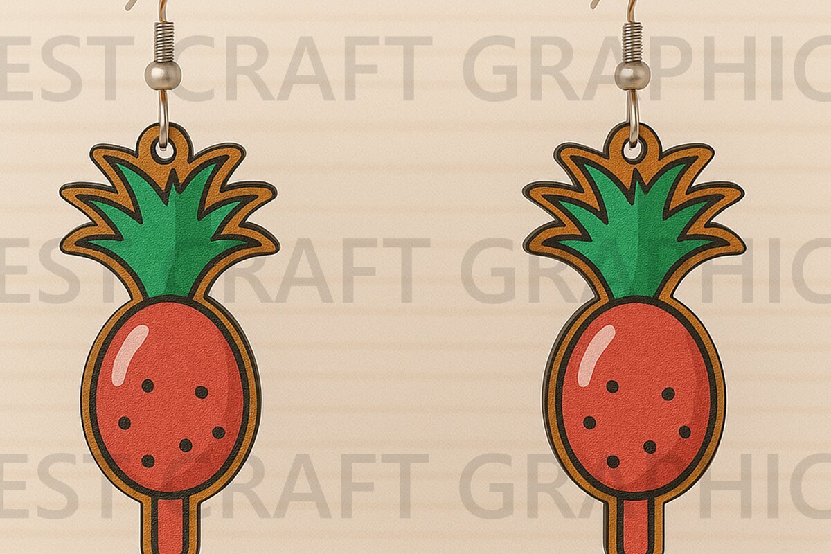 Σετ των 3 Intra απο ξύλο plywood 3mm-4mm πάχος – Σκουλαρίκια Popsicle Pineapple Δίασταση  5x5 cm INTRAFABR-123663943