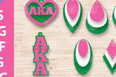 Σετ των 3 Intra απο ξύλο plywood 3mm-4mm πάχος – Γραφικά σχεδίασης ροζ και πράσινα σκουλαρίκια Δίασταση  5x5 cm INTRAFABR-97628157