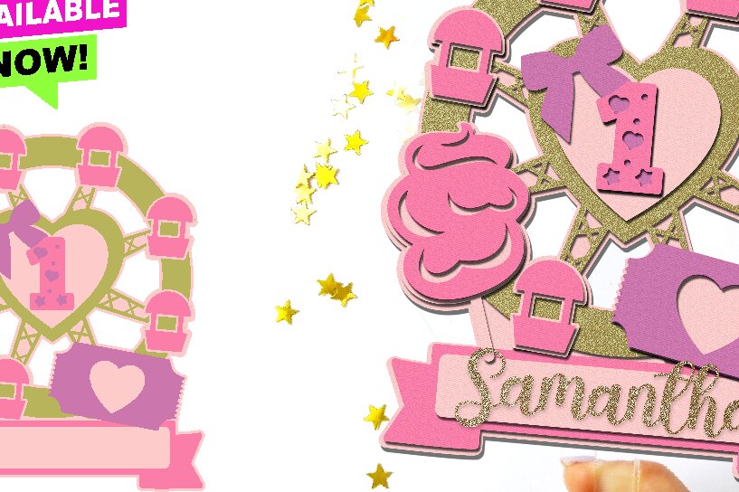 Σετ των 2 Intra απο ξύλο plywood 3mm-4mm πάχος – Ροζ Carnival Circus Cake Topper Δίασταση  20x20 cm INTRAFABR-93548622