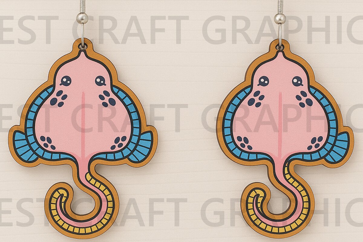 Σετ των 3 Intra απο ξύλο plywood 3mm-4mm πάχος – Ροζ Stingray σκουλαρίκια Δίασταση  5x5 cm INTRAFABR-123128259