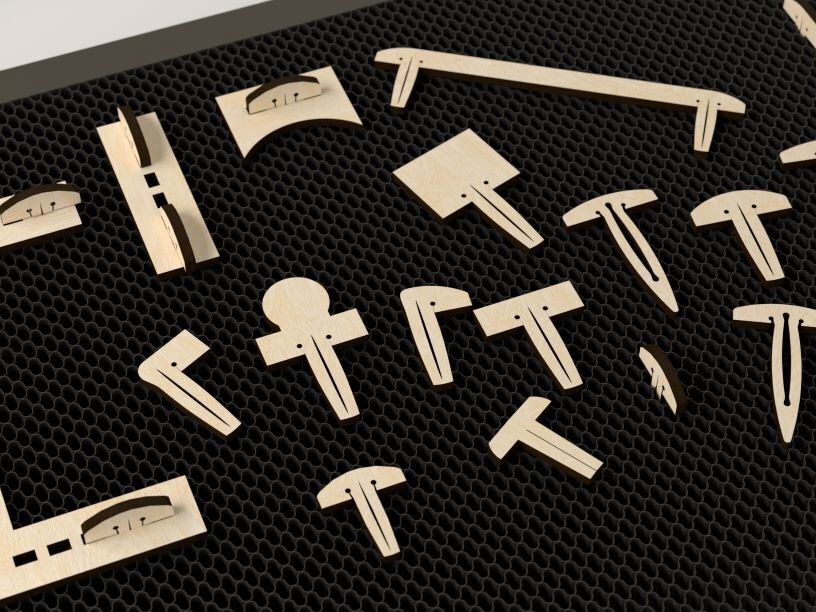 Σετ των 2 Intra απο ξύλο plywood 3mm-4mm πάχος – Pins Start Pack Δίασταση  20x20 cm INTRAFABR-33824939