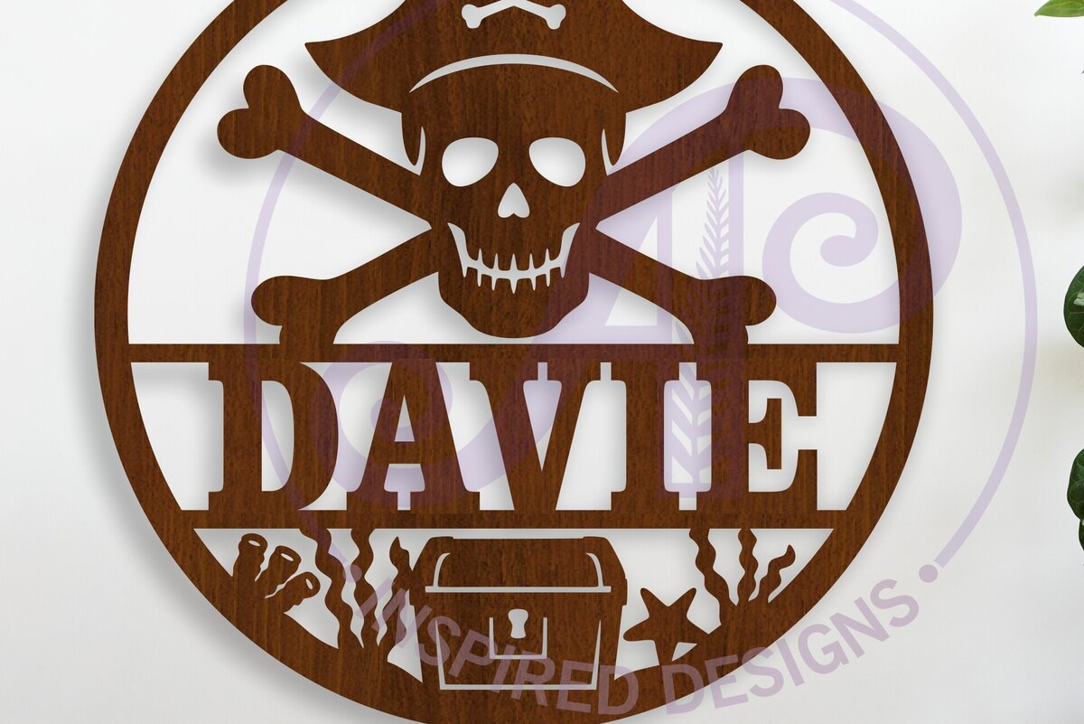 Σετ των 2 Intra απο ξύλο plywood 3mm-4mm πάχος – Σημάδι ονόματος πειρατικού κρανίου και χιαστί Δίασταση  20x20 cm INTRAFABR-123223417