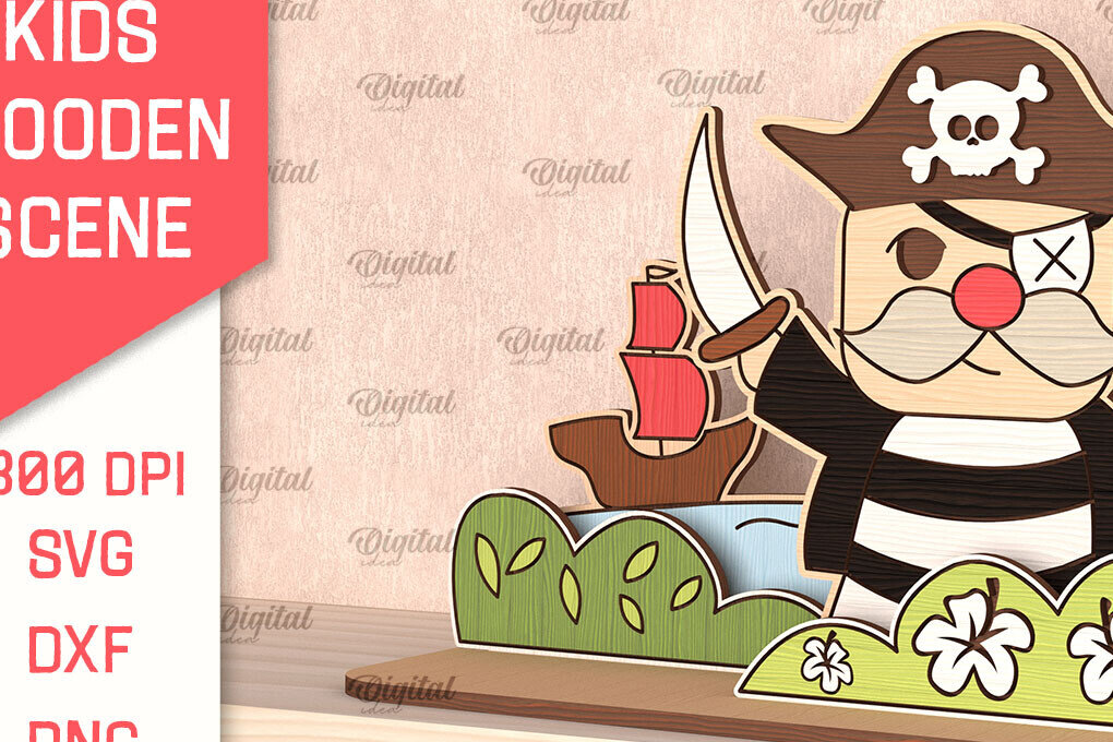 Σετ των 2 Intra απο ξύλο plywood 3mm-4mm πάχος – Pirate. Παιδική Ξύλινη Σκηνή Δίασταση  20x20 cm INTRAFABR-100844430