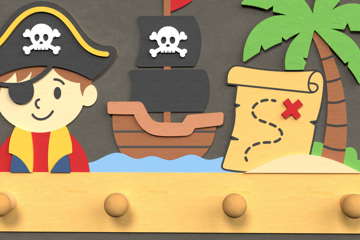 Intra απο ξύλο plywood 3mm-4mm πάχος – Pirate Wall Hook – Layered Design Δίασταση  40x30 cm INTRAFABR-124820479