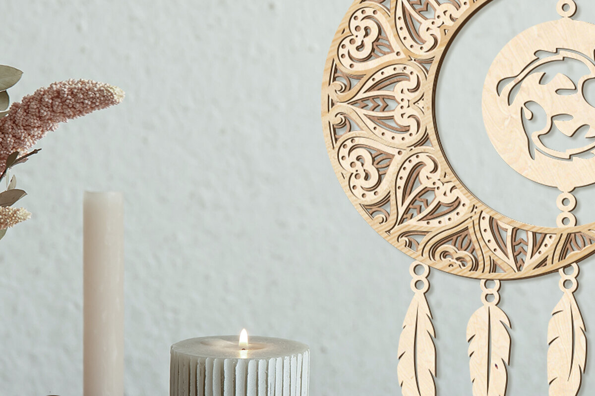 Σετ των 2 Intra απο ξύλο plywood 3mm-4mm πάχος – Διακόσμηση σπιτιού Pisces Dream Catcher Δίασταση  20x20 cm INTRAFABR-105228633