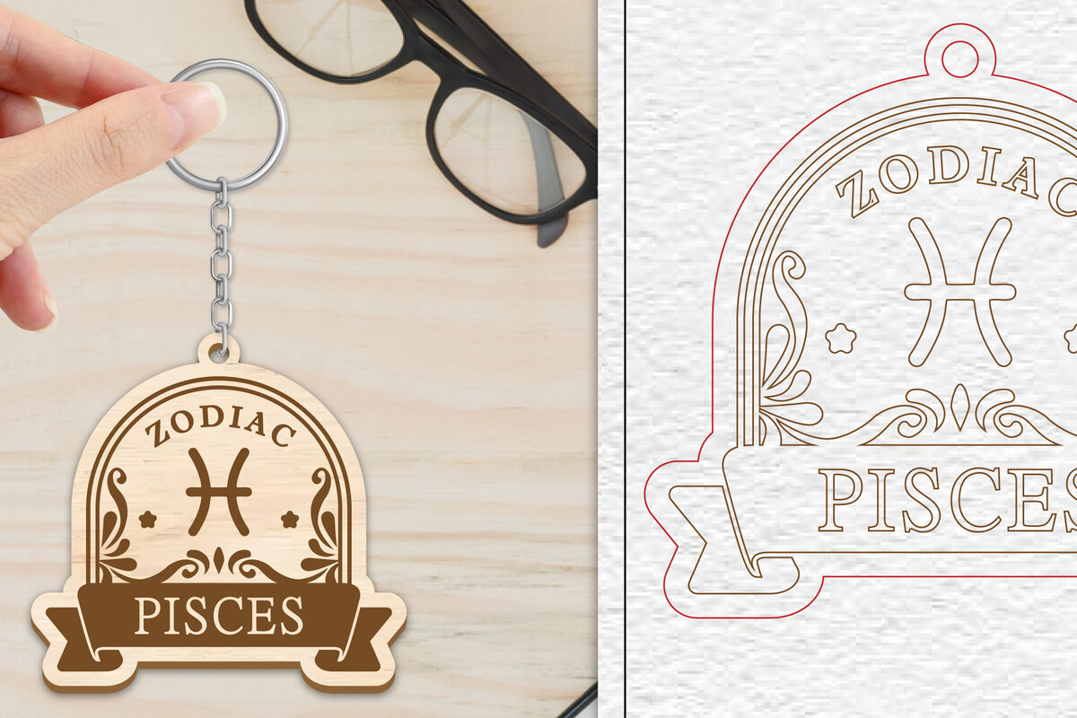 Σετ των 3 Intra απο ξύλο plywood 3mm-4mm πάχος – Κοπή Laser Μπρελόκ Ιχθύς | Ζώδιο Δίασταση  5x5 cm INTRAFABR-102168275