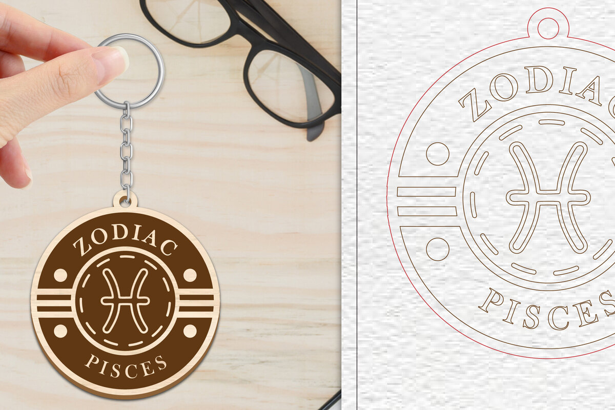 Σετ των 3 Intra απο ξύλο plywood 3mm-4mm πάχος – Κοπή Laser Μπρελόκ Ιχθύς | Ζώδιο Δίασταση  5x5 cm INTRAFABR-102217272