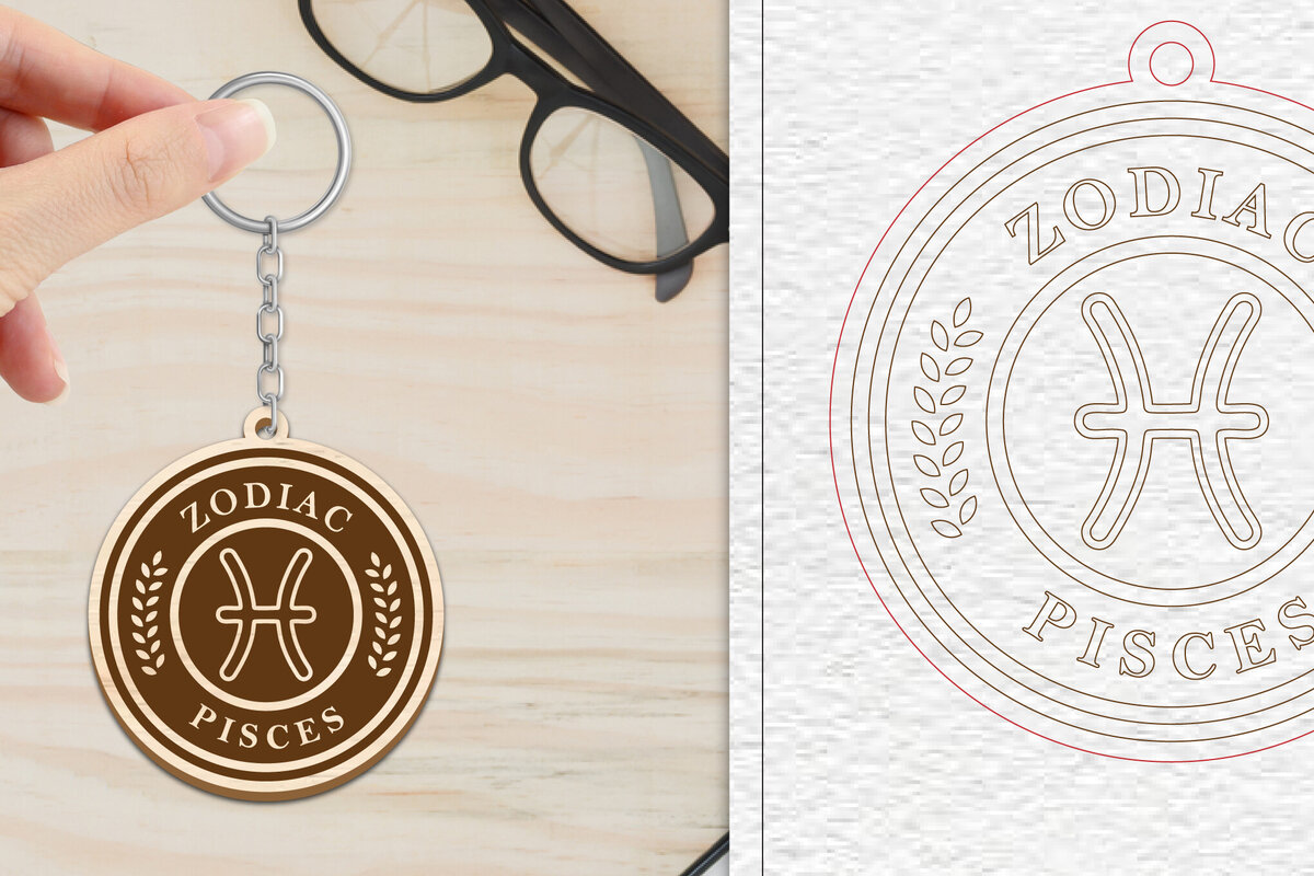 Σετ των 3 Intra απο ξύλο plywood 3mm-4mm πάχος – Κοπή Laser Μπρελόκ Ιχθύς | Ζώδιο Δίασταση  5x5 cm INTRAFABR-102217602