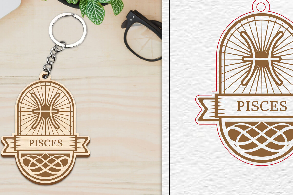 Σετ των 3 Intra απο ξύλο plywood 3mm-4mm πάχος – Κοπή Laser Μπρελόκ Ιχθύς | Ζώδιο Δίασταση  5x5 cm INTRAFABR-100962660