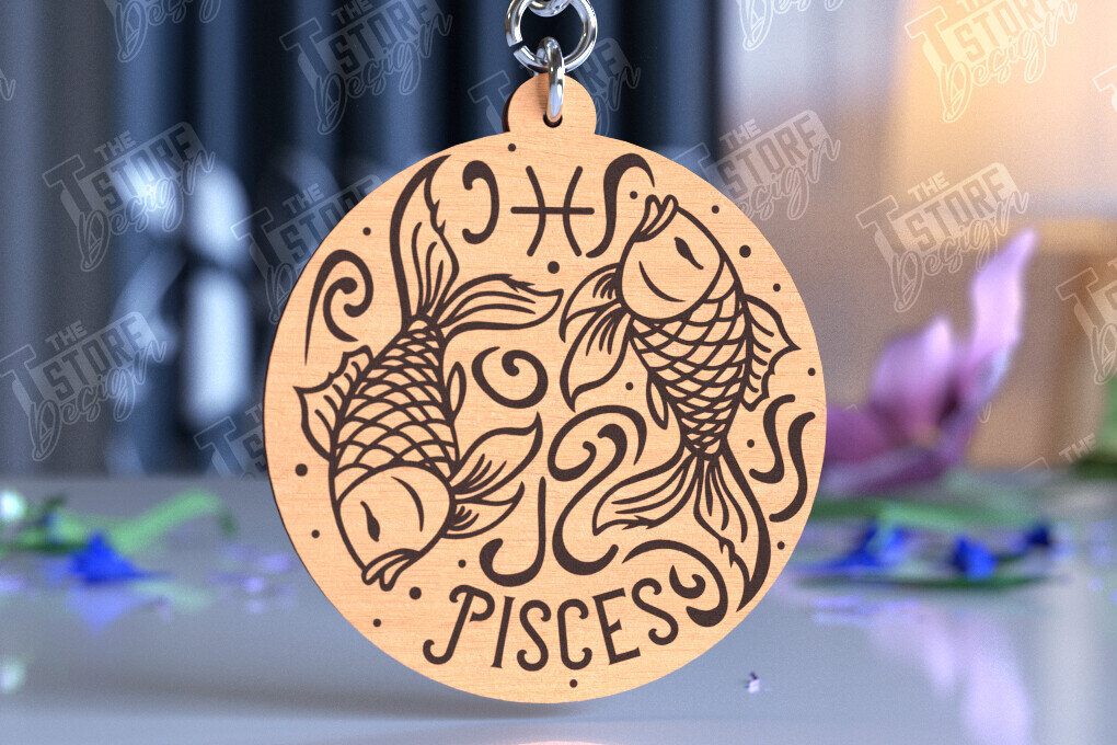 Σετ των 3 Intra απο ξύλο plywood 3mm-4mm πάχος – Μπρελόκ Ιχθύς | Ζώδιο | Αρχείο CNC Δίασταση  5x5 cm INTRAFABR-98273120