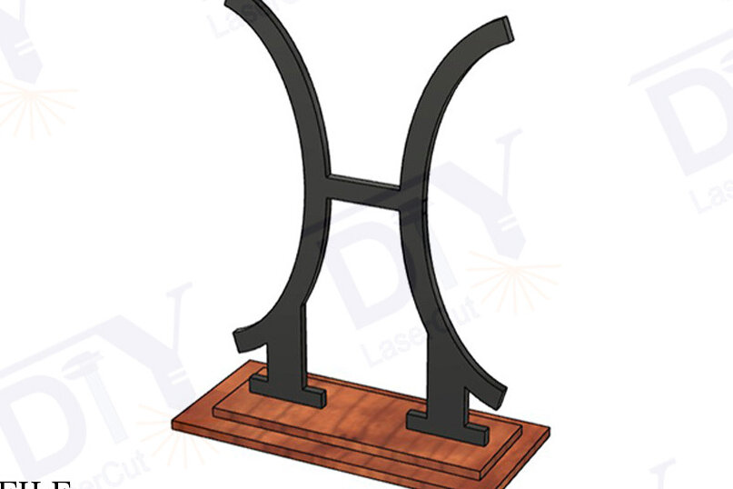 Σετ των 2 Intra απο ξύλο plywood 3mm-4mm πάχος – Ζώδια Ιχθύς με Stand Δίασταση  20x20 cm INTRAFABR-111829902