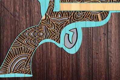 Σετ των 2 Intra απο ξύλο plywood 3mm-4mm πάχος – Πιστόλι διάνυσμα Δίασταση  20x20 cm INTRAFABR-34514774