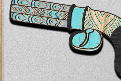 Σετ των 2 Intra απο ξύλο plywood 3mm-4mm πάχος – Πιστόλι διάνυσμα Δίασταση  20x20 cm INTRAFABR-34514752