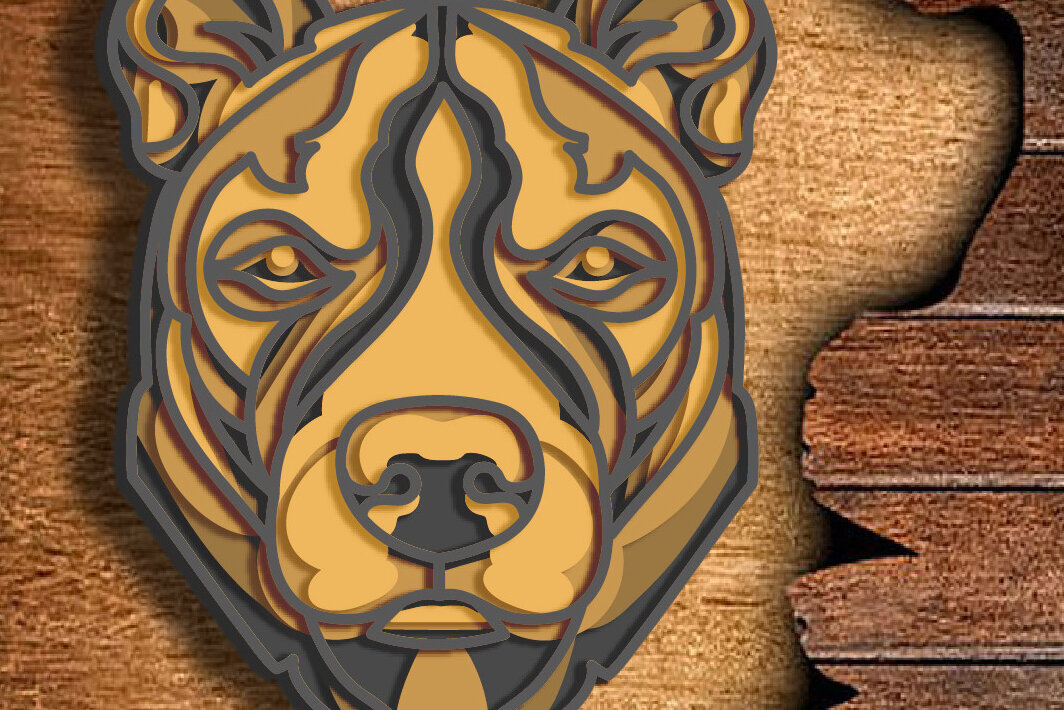 Σετ των 2 Intra απο ξύλο plywood 3mm-4mm πάχος – Pitbull Multilayered Mandala Δίασταση  20x20 cm INTRAFABR-72691174