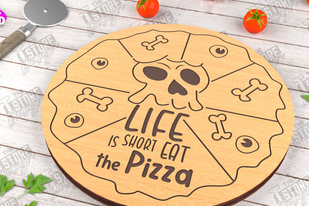 Σετ των 2 Intra απο ξύλο plywood 3mm-4mm πάχος – Pizza Board | Χαραγμένη σανίδα κοπής Δίασταση  20x20 cm INTRAFABR-115954048