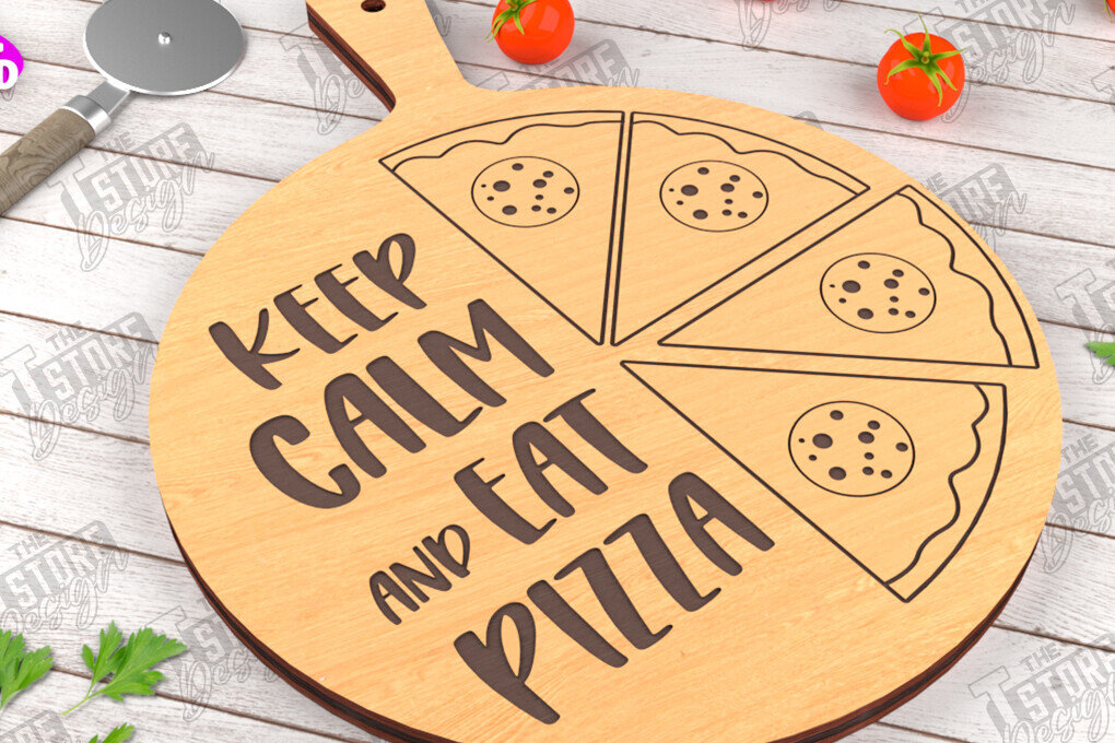 Σετ των 2 Intra απο ξύλο plywood 3mm-4mm πάχος – Pizza Board | Χαραγμένη σανίδα κοπής Δίασταση  20x20 cm INTRAFABR-115954059