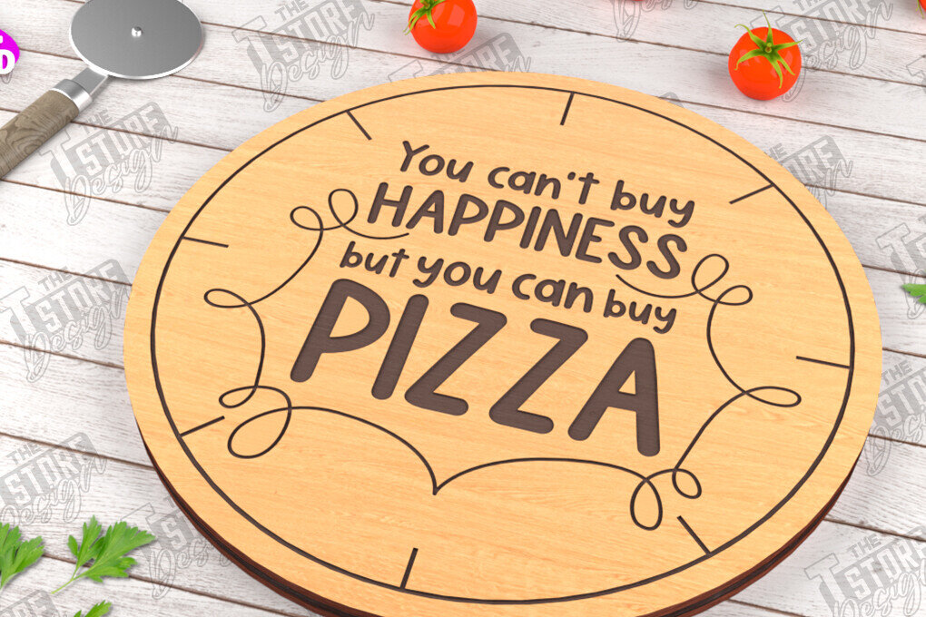 Σετ των 2 Intra απο ξύλο plywood 3mm-4mm πάχος – Pizza Board | Χαραγμένη σανίδα κοπής Δίασταση  20x20 cm INTRAFABR-115954064