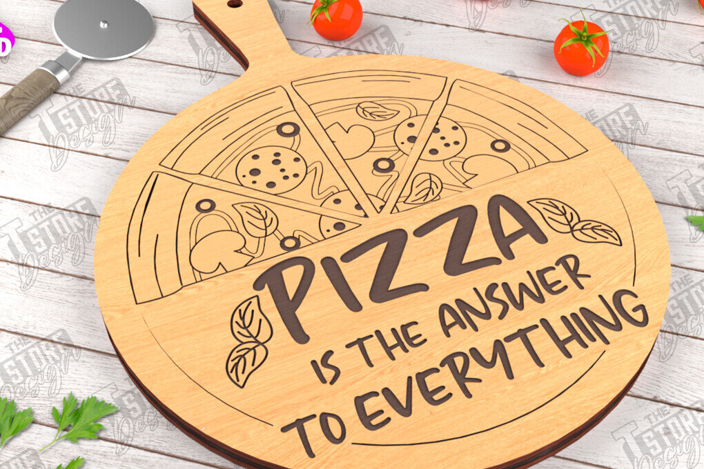 Σετ των 2 Intra απο ξύλο plywood 3mm-4mm πάχος – Pizza Board | Χαραγμένη σανίδα κοπής Δίασταση  20x20 cm INTRAFABR-115954067